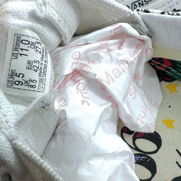 VANS Tattoo White Canvas Slip-on Sneakers 11.5(W) 9(M) - Picture 3 of 9